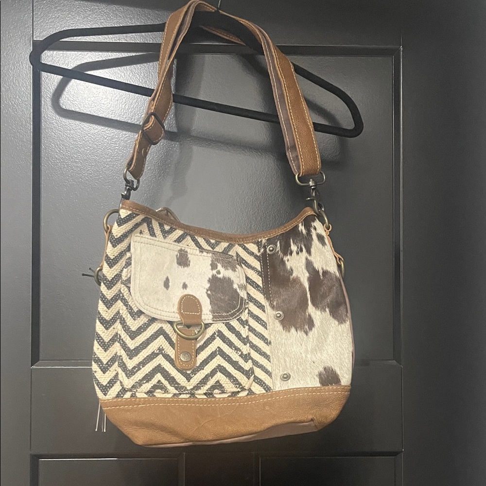 Myra Bag Brown and Cream Patterned Shoulder Bag